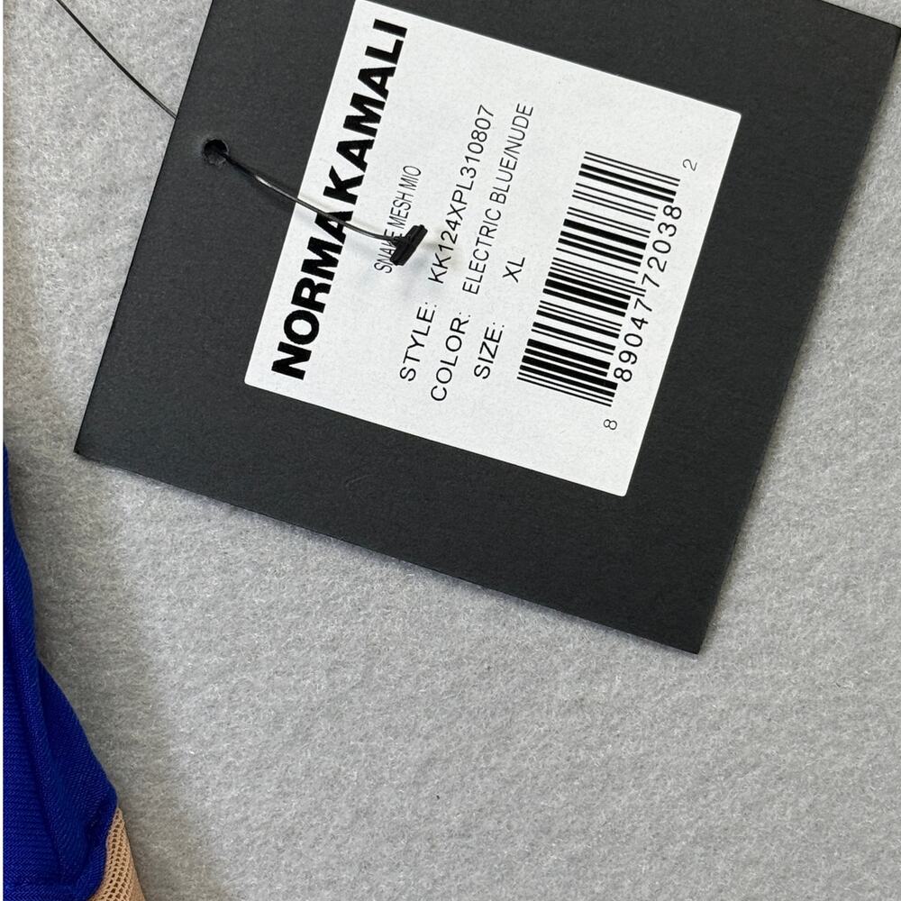 Norma Kamali Snake Mesh1 piece Swimsuit blue /nude XL $245 - Picture 5 of 8